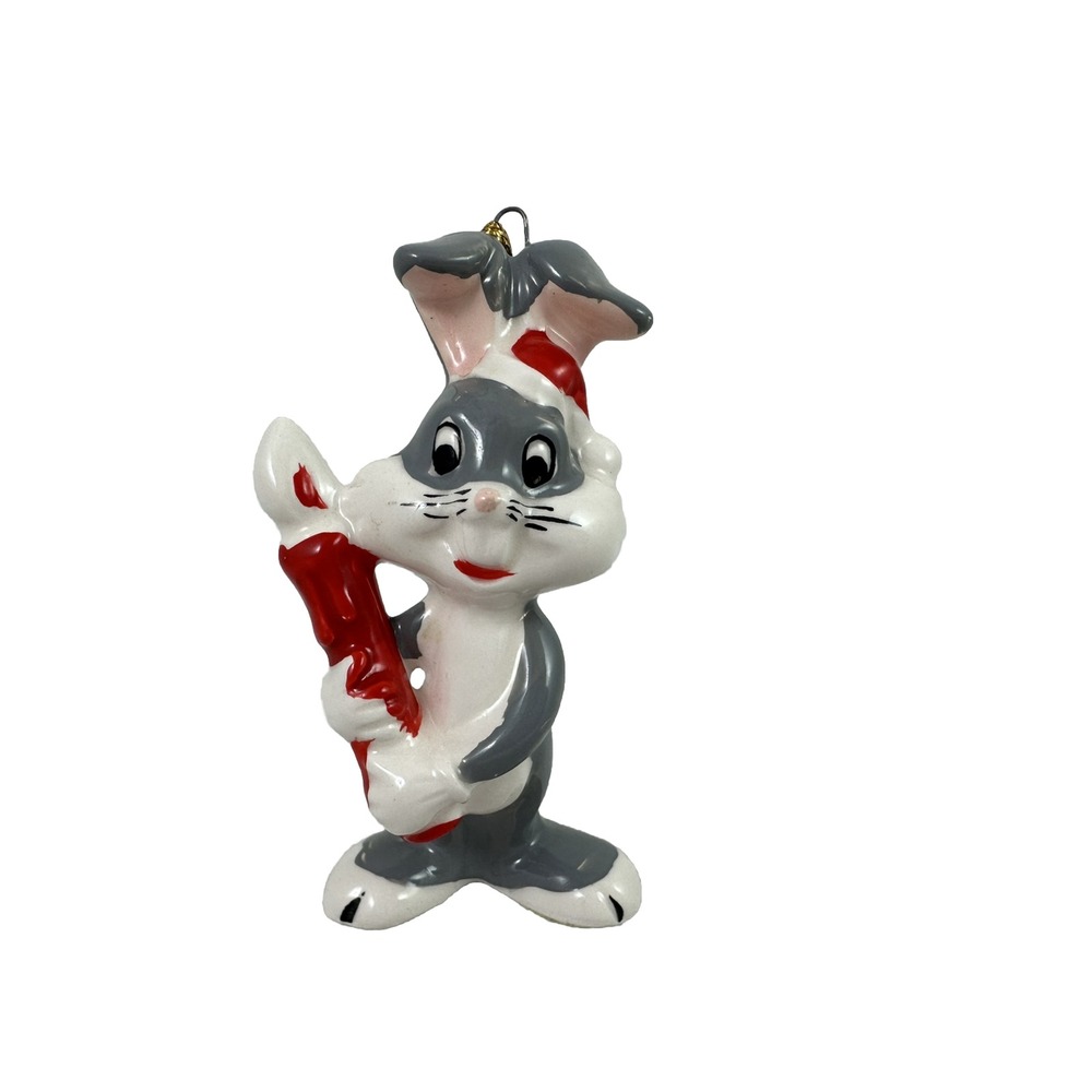 Bugs Bunny Christmas Ornament Santa Hat Candle Warner Bros Dave Grossman Vtg 77